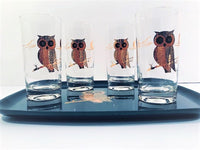 Load image into Gallery viewer, Couroc Signed Mid-Century Black and 22-Karat Gold Owl 5-Piece Set
