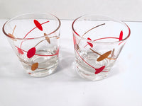 Load image into Gallery viewer, Federal Glass Rhythm Mid-Century Gold and Red Atomic Swirl Old Fashion Glasses (Set of 2)
