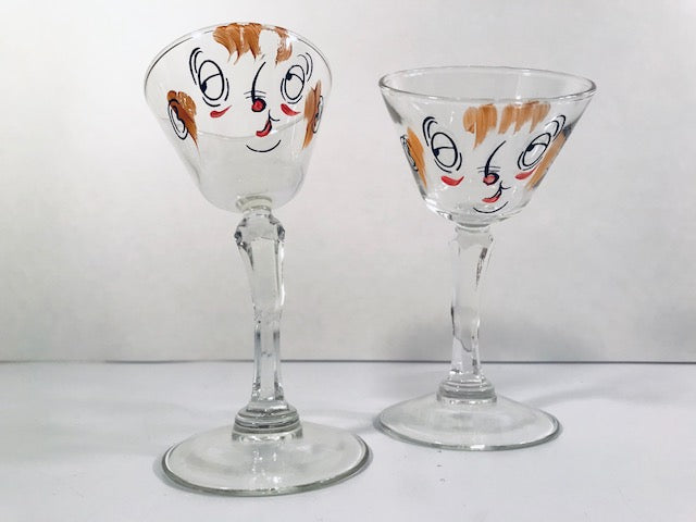 Gay Fad Mid-Century Tipsy Slanted Martini Glasses (Set of 2)