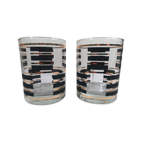 Load image into Gallery viewer, Georges Briard Signed Gold and Black Geometric Double Old Fashion Glasses (Set of 2)
