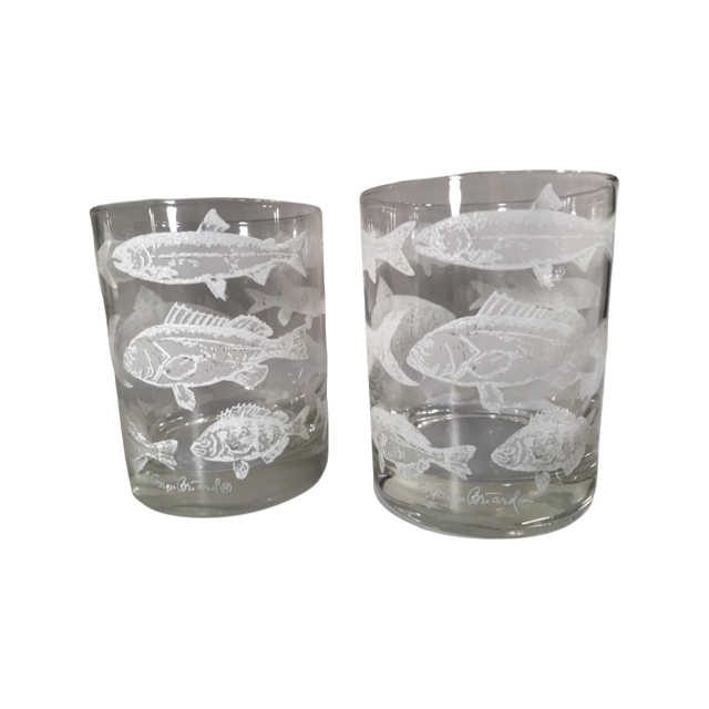 Georges Briard Signed Mid-Century Marine Life Double Old Fashion Glasses (Set of 2)