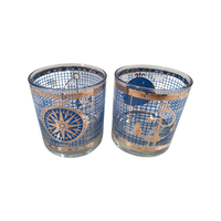 Load image into Gallery viewer, Georges Briard Signed Blue and Gold Navigation/Compass Glasses (Set of 2)
