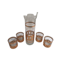 Load image into Gallery viewer, Culver Signed Antigua Mid-Century 22-Karat Gold Martini &amp; Whiskey 6-Piece Bar Set
