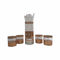 Load image into Gallery viewer, Culver Signed Antigua Mid-Century 22-Karat Gold Martini &amp; Whiskey 6-Piece Bar Set
