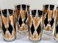 Load image into Gallery viewer, Fred Press Signed Mid-Century 22-Karat Gold and Black Diamond Glasses (Set of 6)
