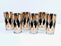 Load image into Gallery viewer, Fred Press Signed Mid-Century 22-Karat Gold and Black Diamond Glasses (Set of 6)

