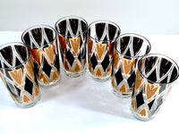 Load image into Gallery viewer, Fred Press Signed Mid-Century 22-Karat Gold and Black Diamond Glasses (Set of 6)
