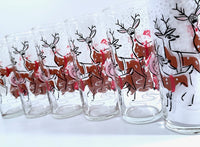 Load image into Gallery viewer, Mid-Century Naughty Santa and Reindeer Highball Glasses (Set of 6)
