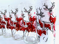 Load image into Gallery viewer, Mid-Century Naughty Santa and Reindeer Highball Glasses (Set of 6)
