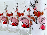Load image into Gallery viewer, Mid-Century Naughty Santa and Reindeer Highball Glasses (Set of 6)
