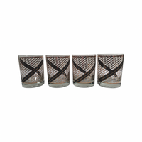 Load image into Gallery viewer, Georges Briard Signed Mid-Century Gold and Black Swirl Double Old Fashion Glasses (Set of 4)

