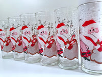 Load image into Gallery viewer, Mid-Century Naughty Santa and Reindeer Highball Glasses (Set of 6)
