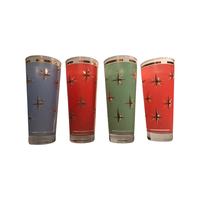 Load image into Gallery viewer, Bartlett Collins Mid-Century Atomic North Star Tall Collins Cocktail Glasses (Set of 4)
