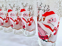 Load image into Gallery viewer, Mid-Century Naughty Santa and Reindeer Highball Glasses (Set of 6)
