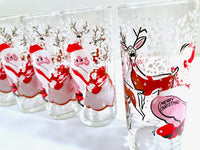 Load image into Gallery viewer, Mid-Century Naughty Santa and Reindeer Highball Glasses (Set of 6)
