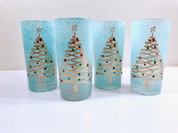 Load image into Gallery viewer, Federal Glass Mid-Century Blue Christmas Glasses (Set of 4)
