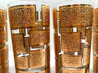 Load image into Gallery viewer, Culver Mid-Century 22-Karat Gold Embossed Rectangular Highball Glasses (Set of 4)
