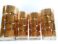Load image into Gallery viewer, Culver Mid-Century 22-Karat Gold Embossed Rectangular Highball Glasses (Set of 4)
