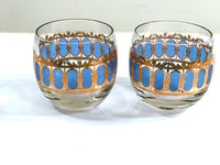Load image into Gallery viewer, Culver Signed Mid-Century Blue Azure Scroll Roly Poly Glasses (Set of 2)
