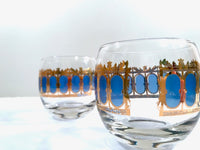 Load image into Gallery viewer, Culver Signed Mid-Century Blue Azure Scroll Roly Poly Glasses (Set of 2)
