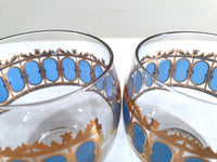 Load image into Gallery viewer, Culver Signed Mid-Century Blue Azure Scroll Roly Poly Glasses (Set of 2)
