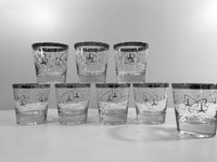 Load image into Gallery viewer, Mid-Century Silver Atomic Star Whiskey/Double Shot Glasses (Set of 8)
