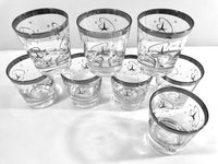 Load image into Gallery viewer, Mid-Century Silver Atomic Star Whiskey/Double Shot Glasses (Set of 8)
