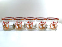 Load image into Gallery viewer, Culver Signed Mid-Century Rudolph The Red Nose Reindeer Old Fashion Glasses - Rare (Set of 5)
