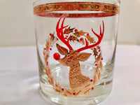 Load image into Gallery viewer, Culver Signed Mid-Century Rudolph The Red Nose Reindeer Old Fashion Glasses - Rare (Set of 5)
