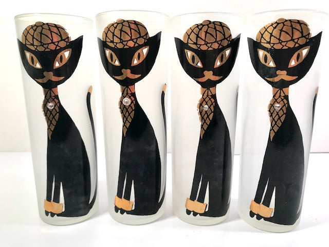 Maida Armour Siamese Hipster Cat Tall Collins Glasses (Set of 4)