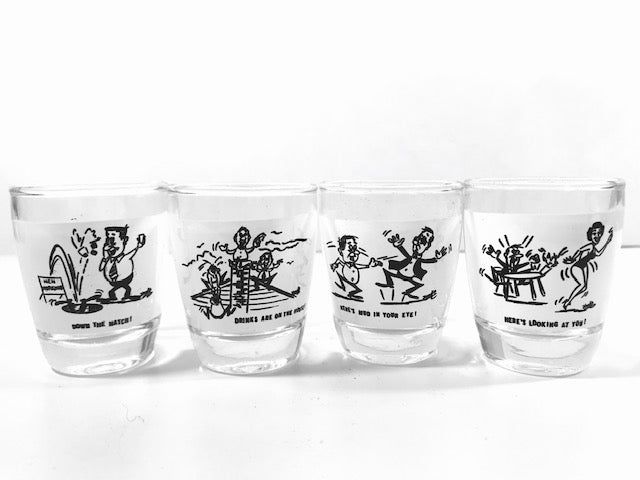 Anchor Hocking Vintage Humorous Shot Glass Set (Set of 4)