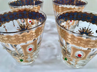 Load image into Gallery viewer, Culver Mid-Century 22-Karat Gold Charm Bracelet Double Old Fashion Glasses (Set of 4)
