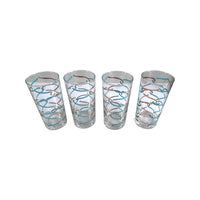 Load image into Gallery viewer, Mid-Century Turquoise and Gold Glasses (Set of 4)
