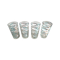 Load image into Gallery viewer, Mid-Century Turquoise and Gold Glasses (Set of 4)
