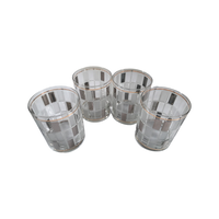 Load image into Gallery viewer, Culver Signed Mid-Century Silver Gold and Frosted Double Old Fashion Glasses (Set of 4)
