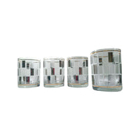 Load image into Gallery viewer, Culver Signed Mid-Century Silver Gold and Frosted Double Old Fashion Glasses (Set of 4)
