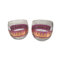 Load image into Gallery viewer, Culver Mid-Century 22-Karat Gold and Amethyst Roly Poly Glasses (Set of 4)
