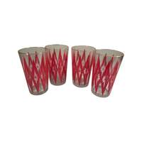 Load image into Gallery viewer, Mid-Century Jeannette Glassware Red Starburst Glasses (Set of 4)
