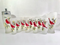 Load image into Gallery viewer, Gay Fad Mid-Century Cardinal and Pine Sprig 10-Piece Cocktail Bar Set
