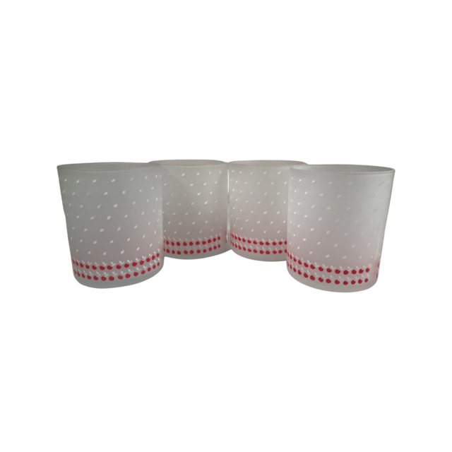 Georges Briard Signed Mid-Century Frosted Cherries Double Old Fashion Glasses (Set of 4)