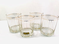 Load image into Gallery viewer, Culver Signed Mid-Century 22-Karat Gold Striped Double Old Fashion Glasses (Set of 4)
