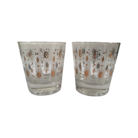 Load image into Gallery viewer, Fred Press Signed Mid-Century 22-Karat Gold and White Atomic Star Glasses (Set of 2)
