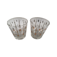 Load image into Gallery viewer, Fred Press Signed Mid-Century 22-Karat Gold and White Atomic Star Glasses (Set of 2)
