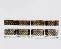 Load image into Gallery viewer, Georges Briard Signed Mid-Century Gold and Black Weave Double Old Fashion Glasses (Set of 4)
