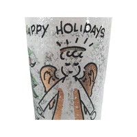 Load image into Gallery viewer, John Sutton Signed Mid-Century Angel and Christmas Tree Flocked Glass (Single)
