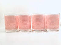 Load image into Gallery viewer, Cera Mid-Century Signed Pretty in Pink Double Old Fashion Striped Glasses (Set of 4)
