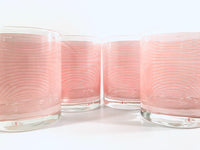 Load image into Gallery viewer, Cera Mid-Century Signed Pretty in Pink Double Old Fashion Striped Glasses (Set of 4)
