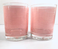Load image into Gallery viewer, Cera Mid-Century Signed Pretty in Pink Double Old Fashion Striped Glasses (Set of 4)
