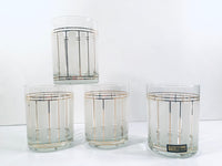 Load image into Gallery viewer, Culver Signed ServeMates White and Gold Stripe Double Old Fashion Glasses (Set of 4)
