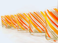 Load image into Gallery viewer, Tastesetter Signed Yellow, Orange and Green Retro Striped Double Old Fashion Glasses (Set of 6)

